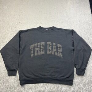 THE BAR Womens Black Varsity Sweatshirt Oversized Boyfriend Crewneck Fleece L